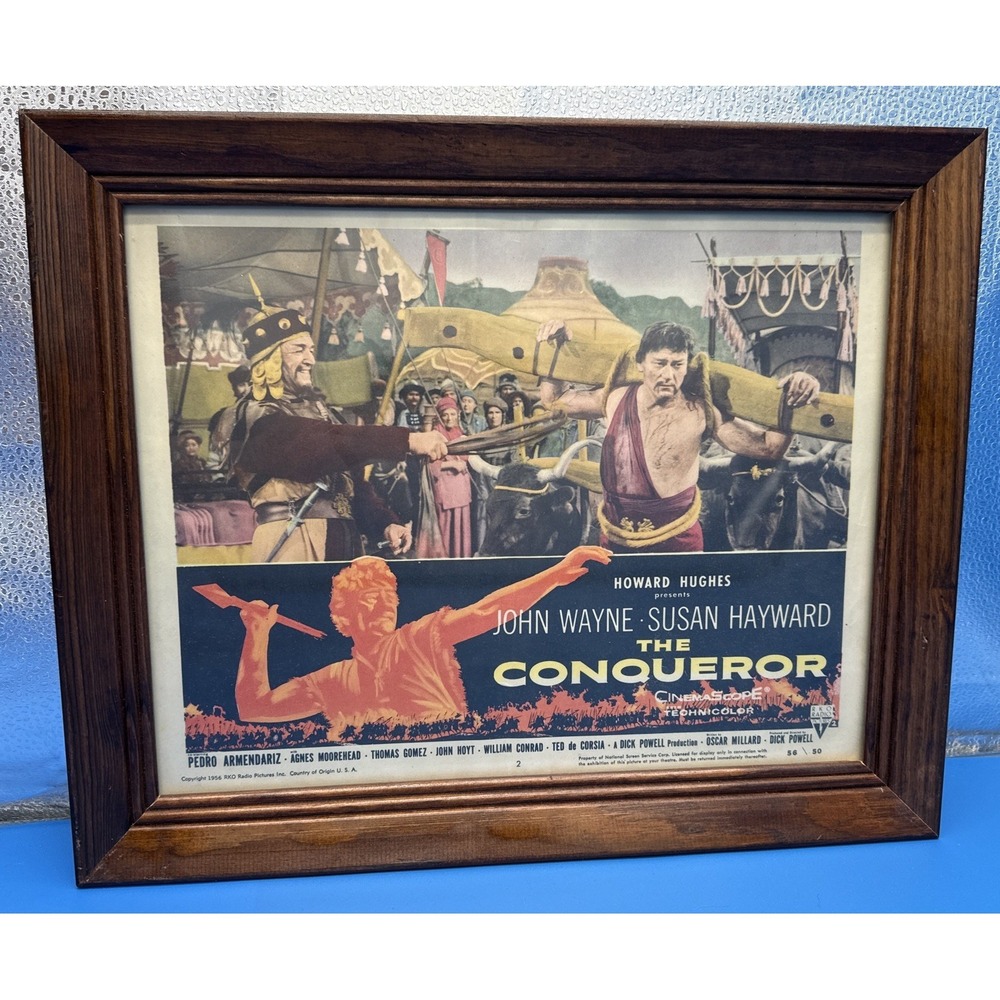 Original 1956 The Conqueror John Wayne Framed Lobby‎ Card RKO Western